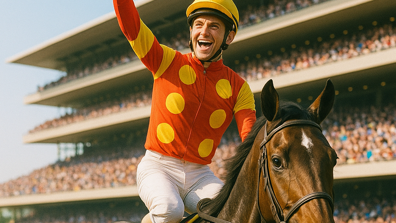 競馬_勝利ジョッキーのウイニングラン
