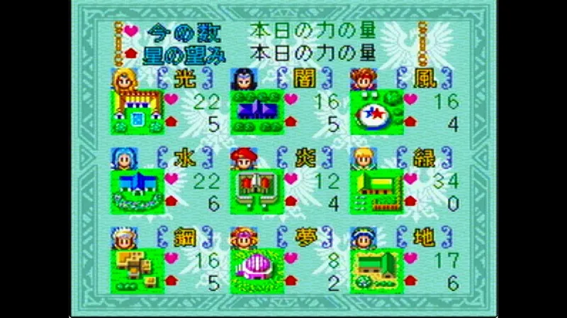 アンジェリーク（スーファミ）の星の望みを表示した様子
