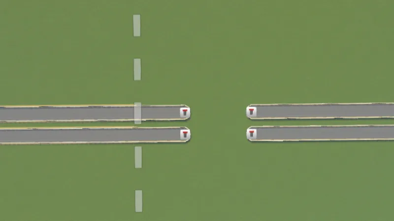 Cities:Skylines（PCゲーム）でマップ外の高速道路を編集している様子