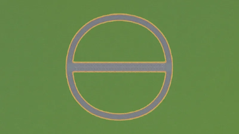 Cities:Skylines（PCゲーム）で4車線高速道路で横の中央にラインを引いた様子