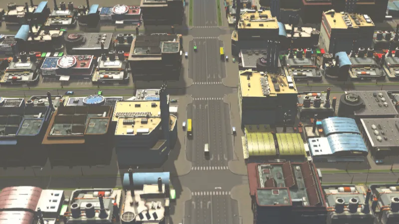 Cities:Skylines（PCゲーム）の工業地区の交通状況