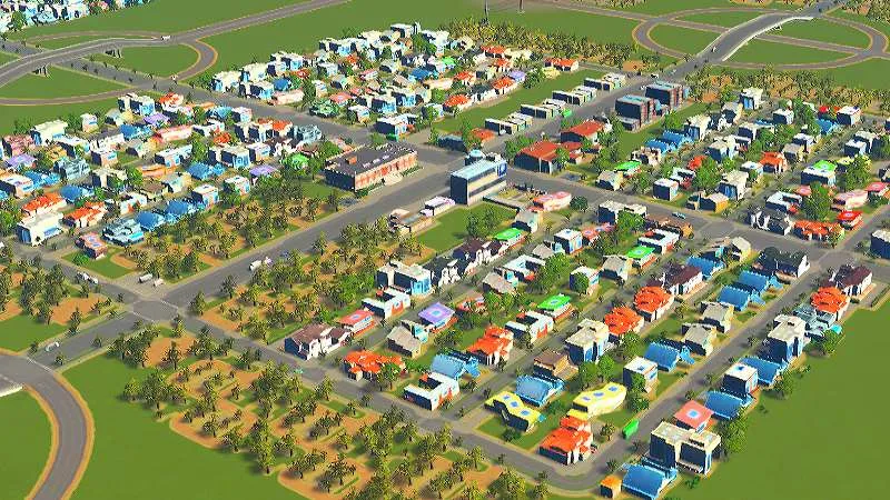 Cities:Skylines（PCゲーム）の低密度住宅区の全景