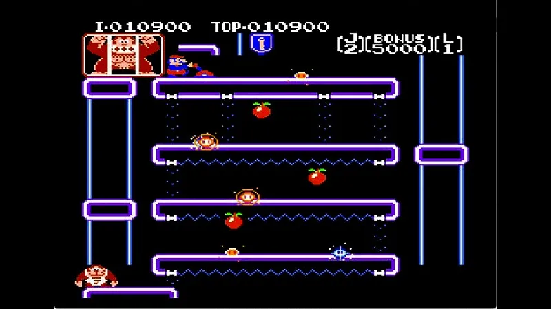 ドンキーコングJr.（ファミコン）の3面の開始直後