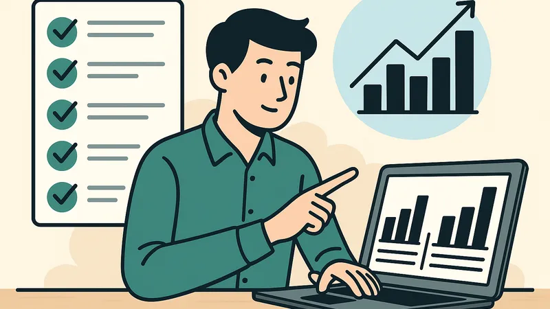インデックスファンドの取扱数を比較・検討する若い投資家のイラスト