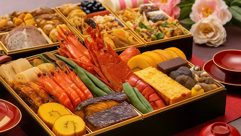 和洋折衷の本格おせち「博多」の料理が詰まった美しい三段重
