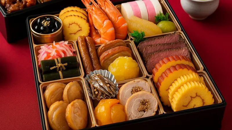 板前魂のおせちを試食するイメージ写真