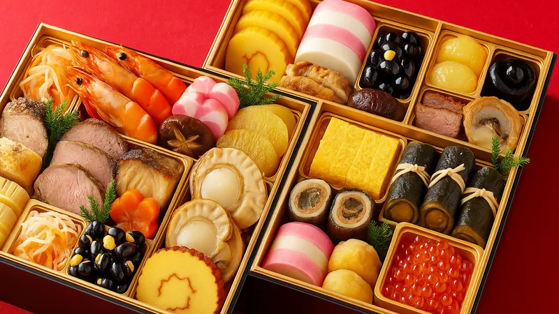 板前魂のおせち料理の種類と彩りを写したイメージ写真