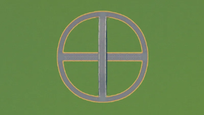 【PC】シティーズスカイラインで縦のラインを円と繋いだ様子