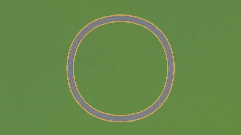 【PC】シティーズスカイラインで2車線対向の高速道路で半径15uの円を書いた様子