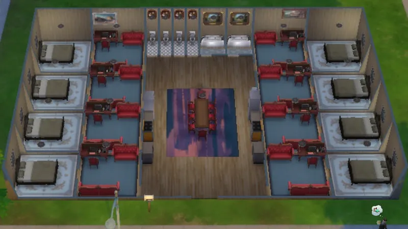 【PC】シムズ4で作った8世帯用の学生寮のレイアウト