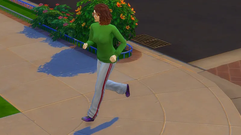 【PC】シムズ4で女性のシムがジョギングに出かける様子