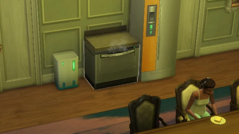 【PC】シムズ4で冷蔵庫と食器洗浄機とゴミ箱が並んでいるレイアウト