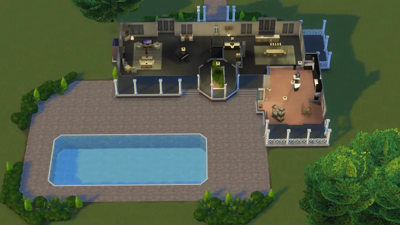 【PC】シムズ4のプール付きの豪邸の全景