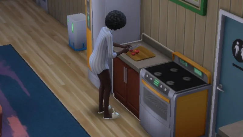 【PC】シムズ4で女性のティーンが料理をしている様子