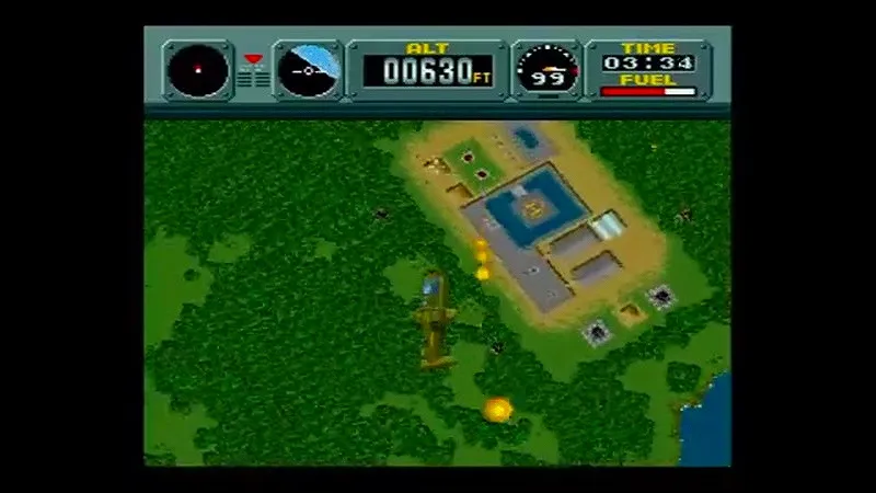 【SFC】パイロットウイングスの極秘指令で砲台の弾を避けている様子