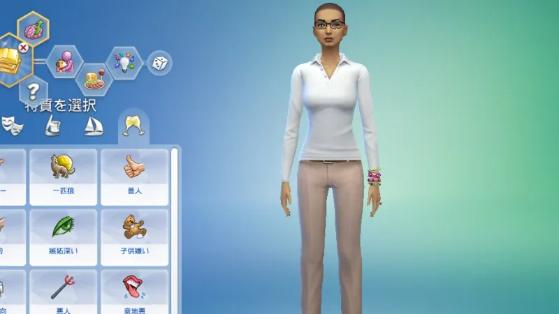 シムズ4（PCゲーム）で女性シムを作っている様子