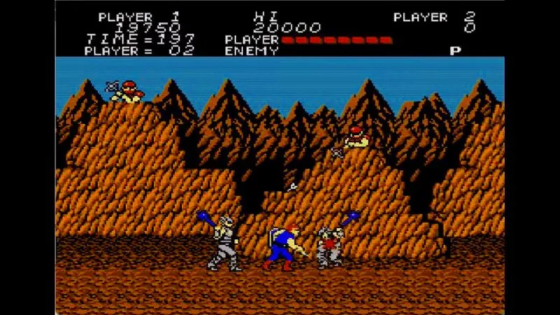 闘いの挽歌（ファミコン）のステージ2前半の戦闘シーン