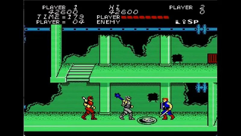 闘いの挽歌（ファミコン）のステージ4前半の戦闘シーン