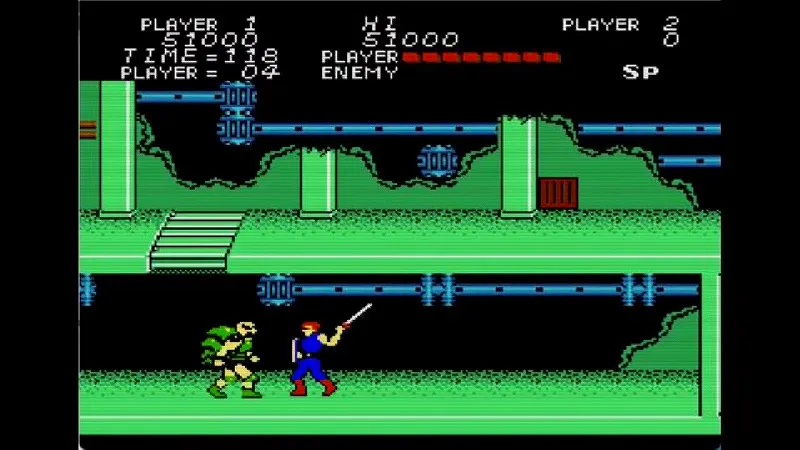 闘いの挽歌（ファミコン）のステージ4後半の戦闘シーン