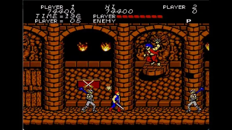 闘いの挽歌（ファミコン）のステージ6前半の戦闘シーン