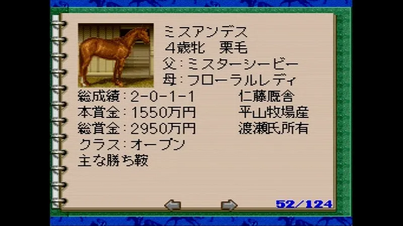 ウイポ2（スーファミ）の中距離馬の画像
