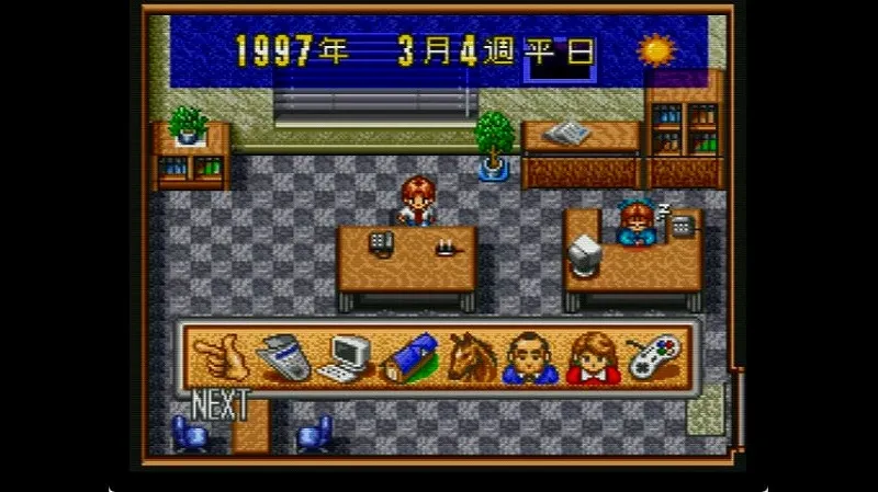 ウイポ2（スーファミ）の1997年3月4週平日の事務所の様子
