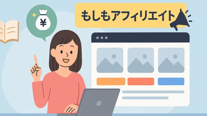 もしもアフィリエイトの登録をイメージした若い女性のイラスト