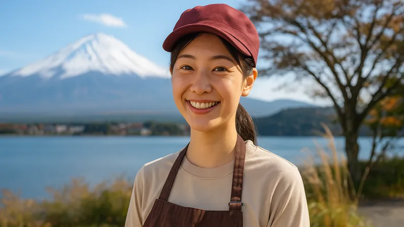リゾート地で働く笑顔の若い女性スタッフ