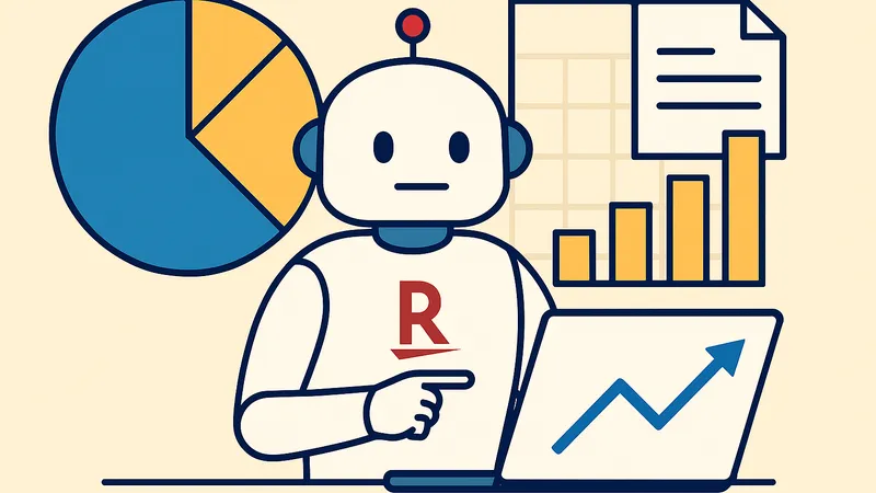 資産運用プランを提案するロボットのイラスト。ユーザーが質問に答えると、ロボットが最適な運用コースを導き出している様子を表現