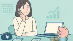 若い女性が新NISAの投資資金の優先順位に悩んでいる様子