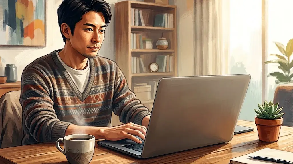 WordPressのエディター画面でコードを配置しているノートPC